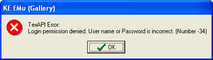 Incorrect Password message